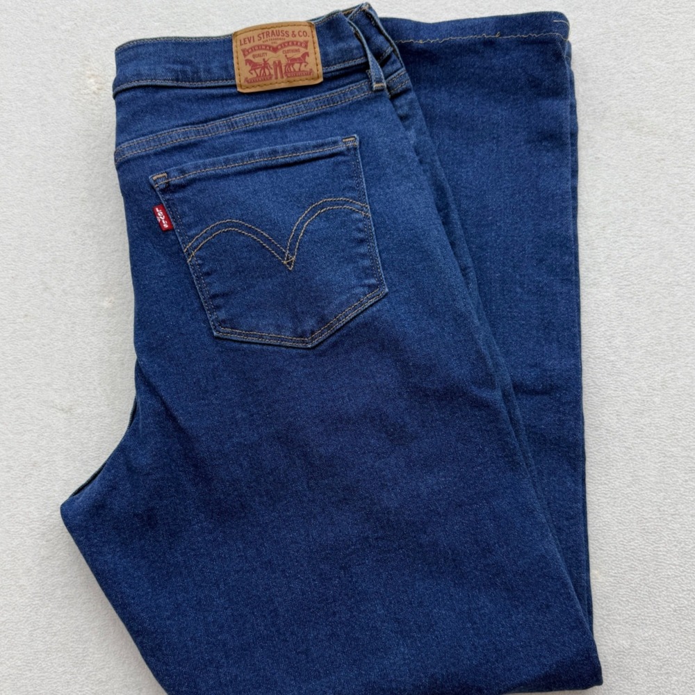 Levi's Straight Leg Jeans Womens‎ 31x30 Dark Wash Blue Denim Stretch Hemmed